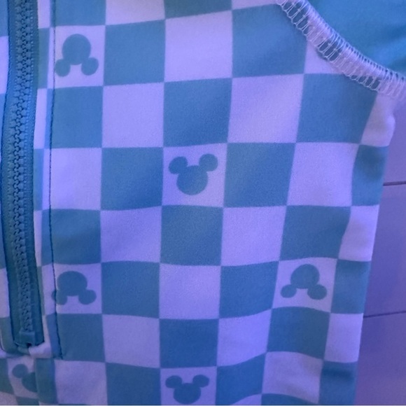 Disney Mickey Mouse Kids Aqua Checkered Swim Suit - Picture 5 of 6